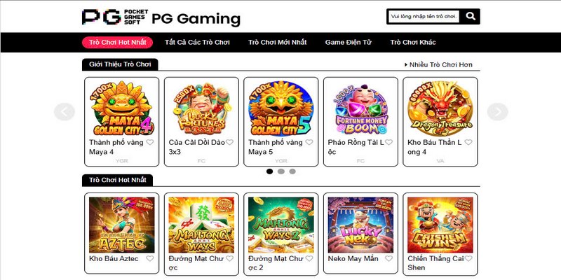 Hệ thống game tại PG điện tử rất phong phú